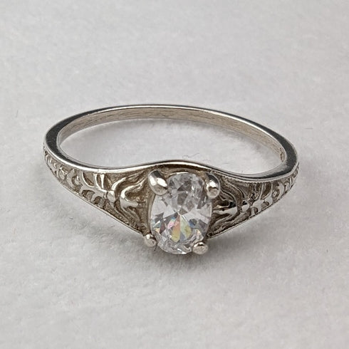 British vintage jewelry zirconia sterling silver ring